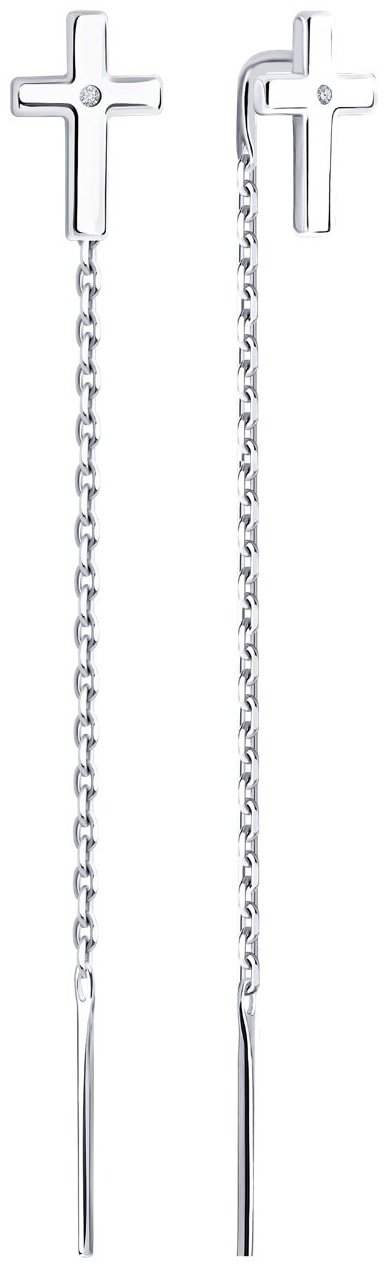 Серьги-цепочки SOKOLOV 87020097 вес 1.2 г серебро, бриллиант купить,NaN