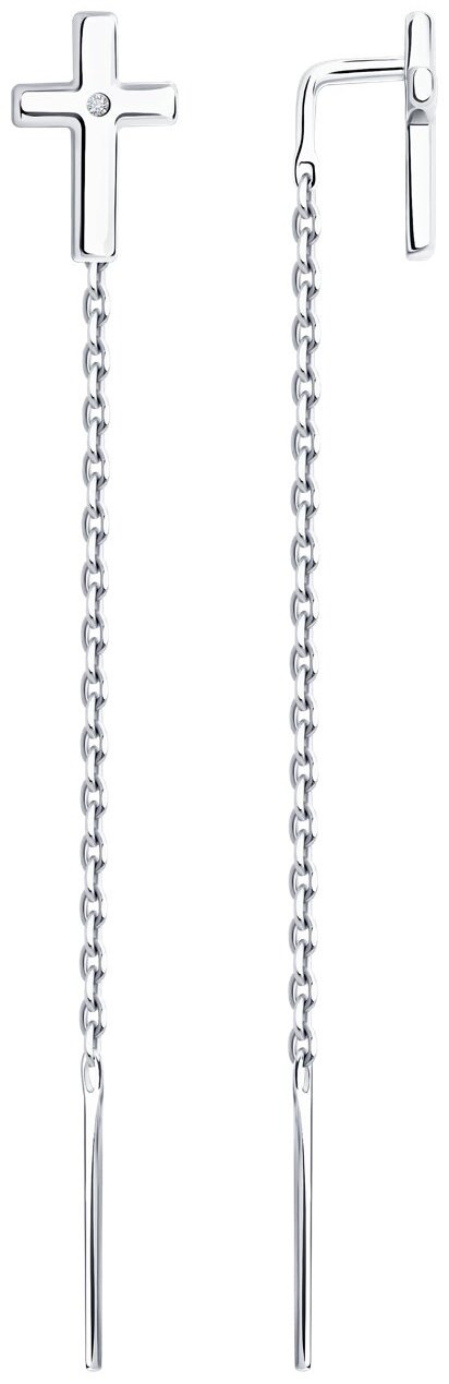Серьги-цепочки SOKOLOV 87020097 вес 1.2 г серебро, бриллиант купить,NaN