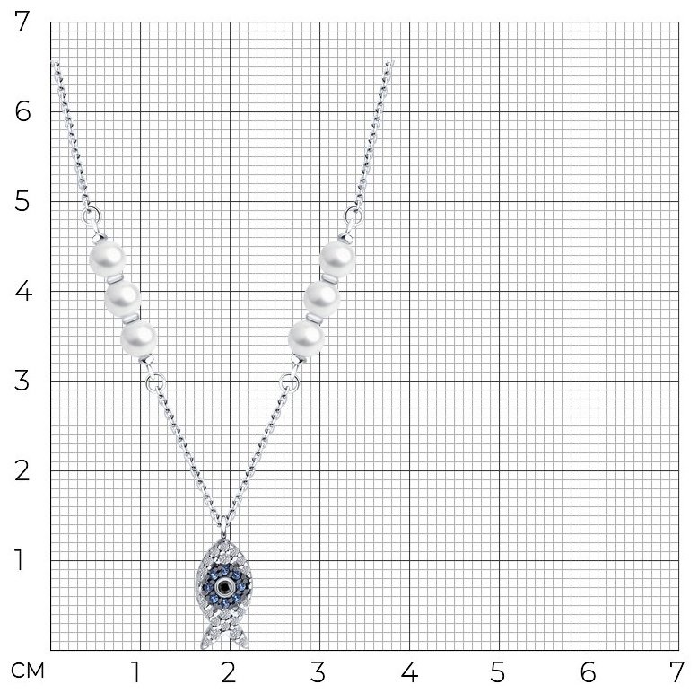 Колье Diamant 94-170-02186-1 длина 40 см вес 2.55 г серебро, жемчуг купить,NaN