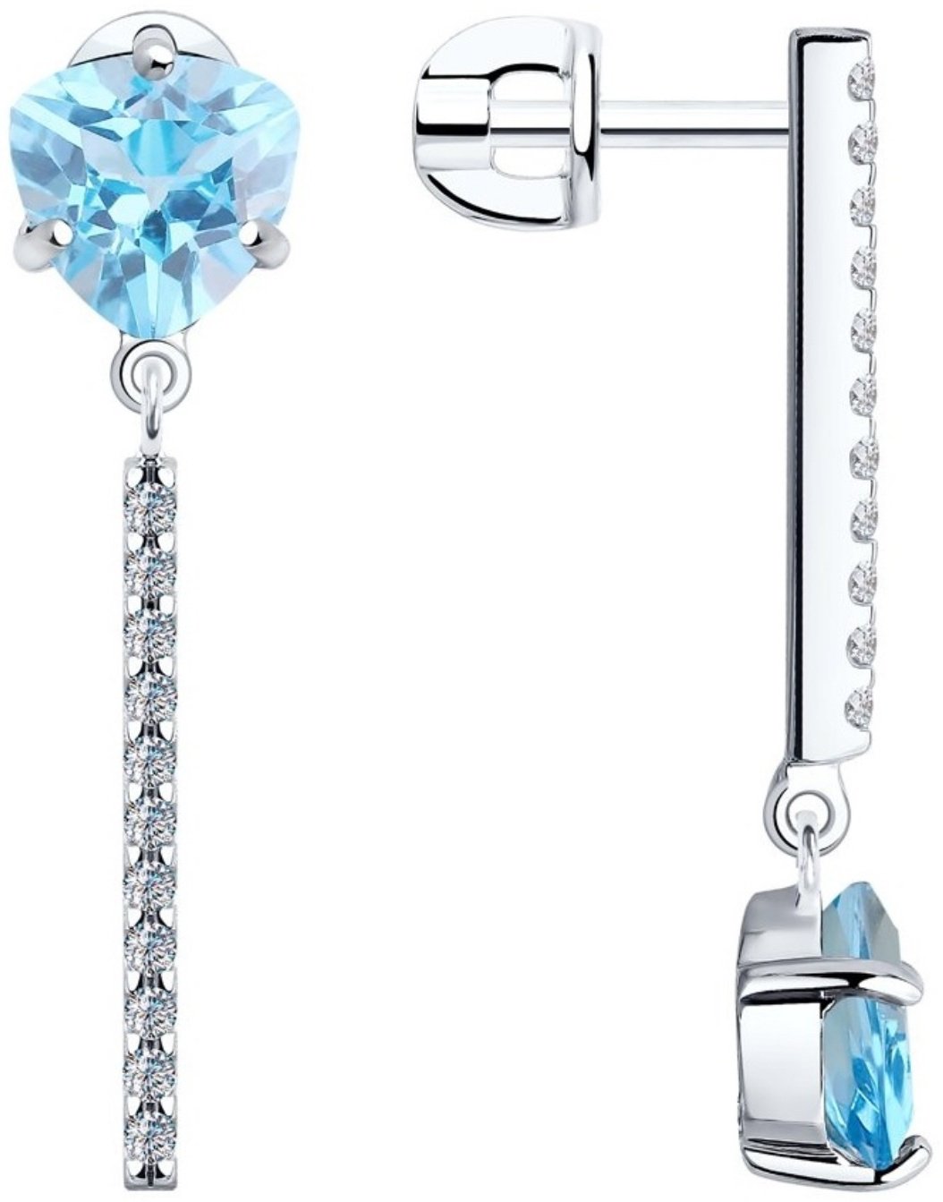 Серьги-цепочки SOKOLOV 92022172 вес 2.99 г серебро, топаз купить,NaN