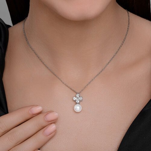 Колье SOKOLOV 94071094 длина 40 см вес 3.74 г серебро, жемчуг, фианит купить,NaN