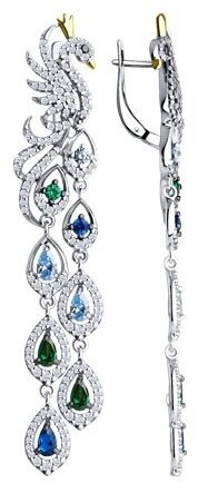 Серьги SOKOLOV 94026717 вес 12.95 г серебро, фианит купить,NaN