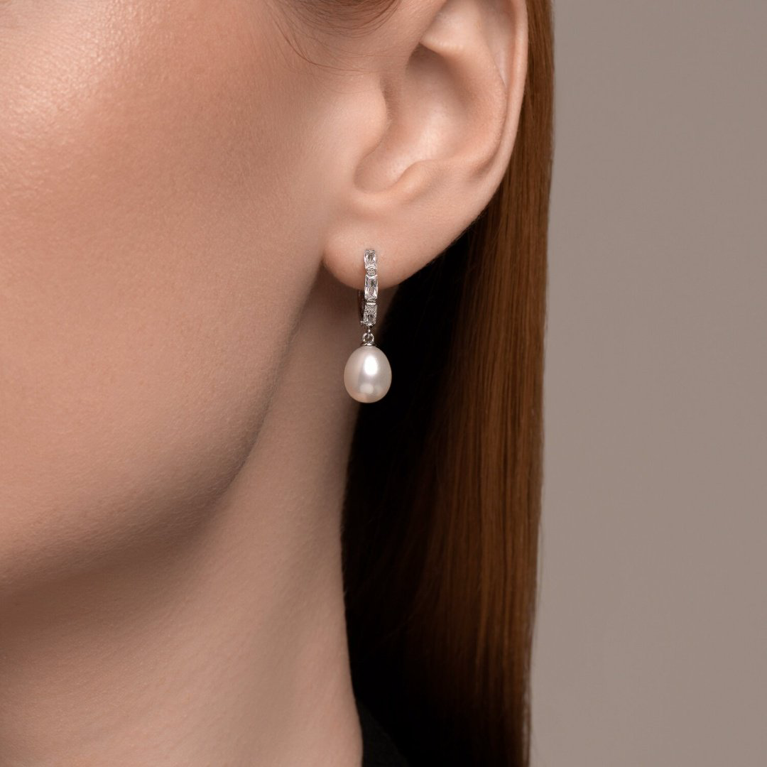 Серьги-цепочки SOKOLOV 92022950 вес 3.53 г серебро, жемчуг, фианит купить,NaN