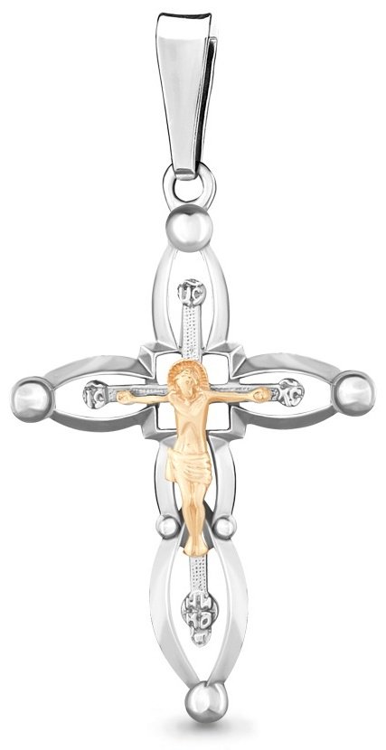Крестик AQUAMARINE 12099 вес 2.98 г серебро, без вставок купить,NaN