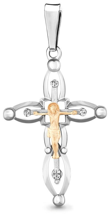 Крестик AQUAMARINE 12099 вес 2.98 г серебро, без вставок купить,NaN