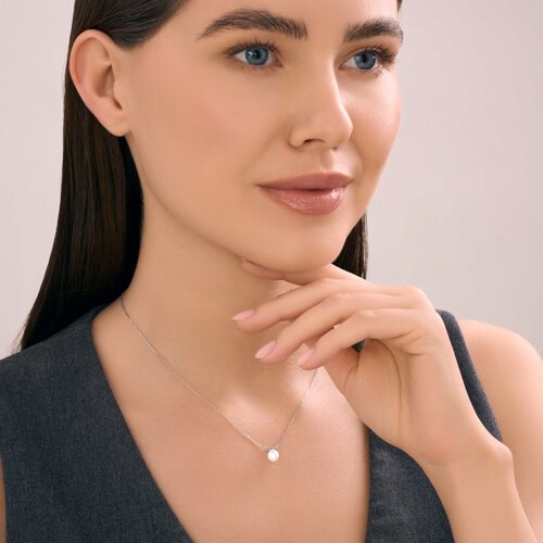 Колье Diamant 94-170-02369-1_40\45 длина 40 см вес 1.7 г серебро, имитация жемчуга купить,NaN
