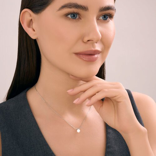 Колье Diamant 94-170-02369-1_40\45 длина 40 см вес 1.7 г серебро, имитация жемчуга купить,NaN