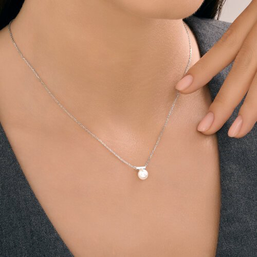 Колье Diamant 94-170-02369-1_40\45 длина 40 см вес 1.7 г серебро, имитация жемчуга купить,NaN