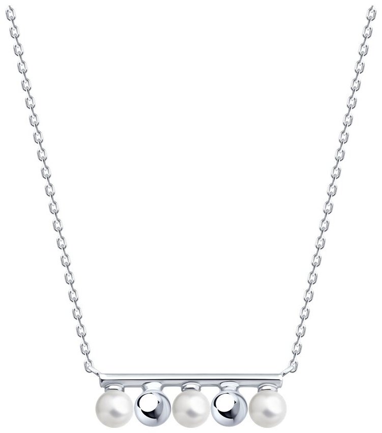 Колье Diamant 94-170-02377-1_40 длина 40 см вес 2.295 г серебро, жемчуг купить,NaN