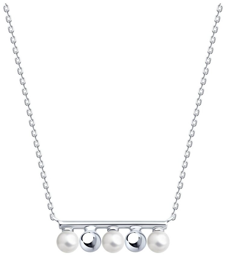 Колье Diamant 94-170-02377-1_40 длина 40 см вес 2.295 г серебро, жемчуг купить,NaN
