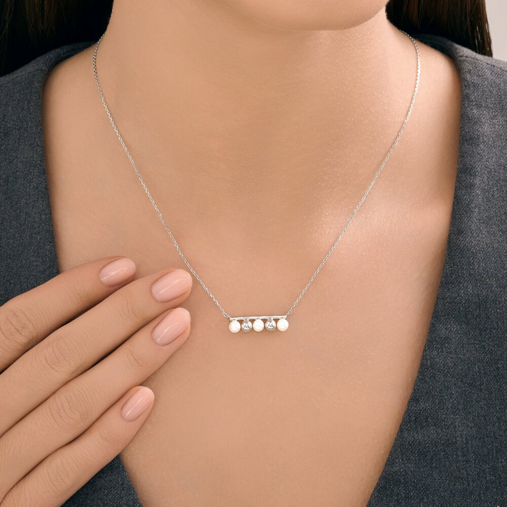 Колье Diamant 94-170-02377-1_40 длина 40 см вес 2.295 г серебро, жемчуг купить,NaN