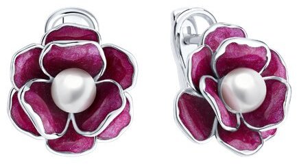 Серьги SOKOLOV 94027279 вес 6.3 г серебро, имитация жемчуга, эмаль купить,NaN