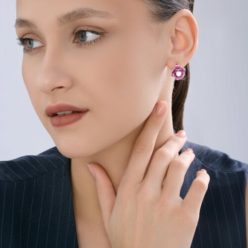 Серьги SOKOLOV 94027279 вес 6.3 г серебро, имитация жемчуга, эмаль купить,NaN
