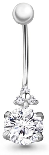 Банан AQUAMARINE для пупка вес 1.28 г серебро, фианит купить,NaN
