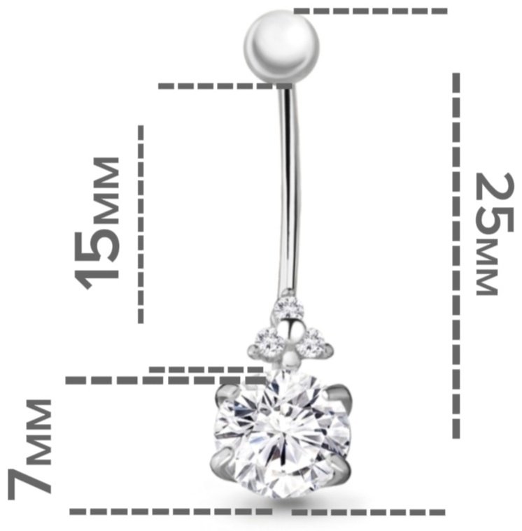 Банан AQUAMARINE для пупка вес 1.28 г серебро, фианит купить,NaN