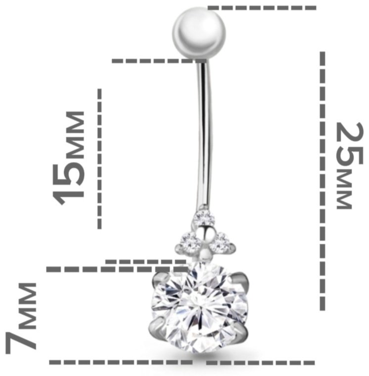 Банан AQUAMARINE для пупка вес 1.28 г серебро, фианит купить,NaN