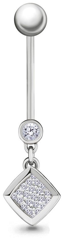 Банан AQUAMARINE для пупка вес 1.09 г серебро, фианит купить,NaN