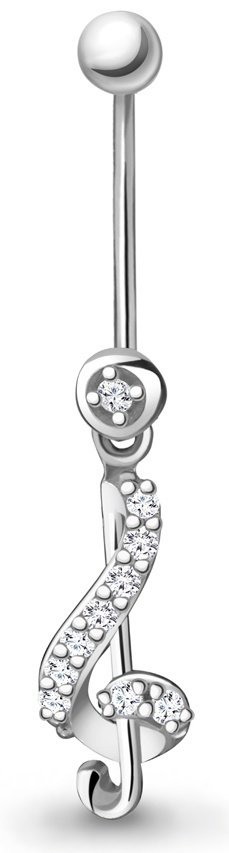 Банан AQUAMARINE для пупка вес 1.43 г серебро, фианит купить,NaN