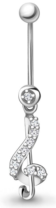 Банан AQUAMARINE для пупка вес 1.43 г серебро, фианит купить,NaN
