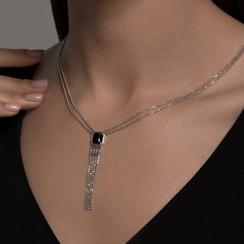Колье Diamant 94-370-02083-1 длина 50 см вес 6.15 г серебро, оникс, фианит купить,NaN