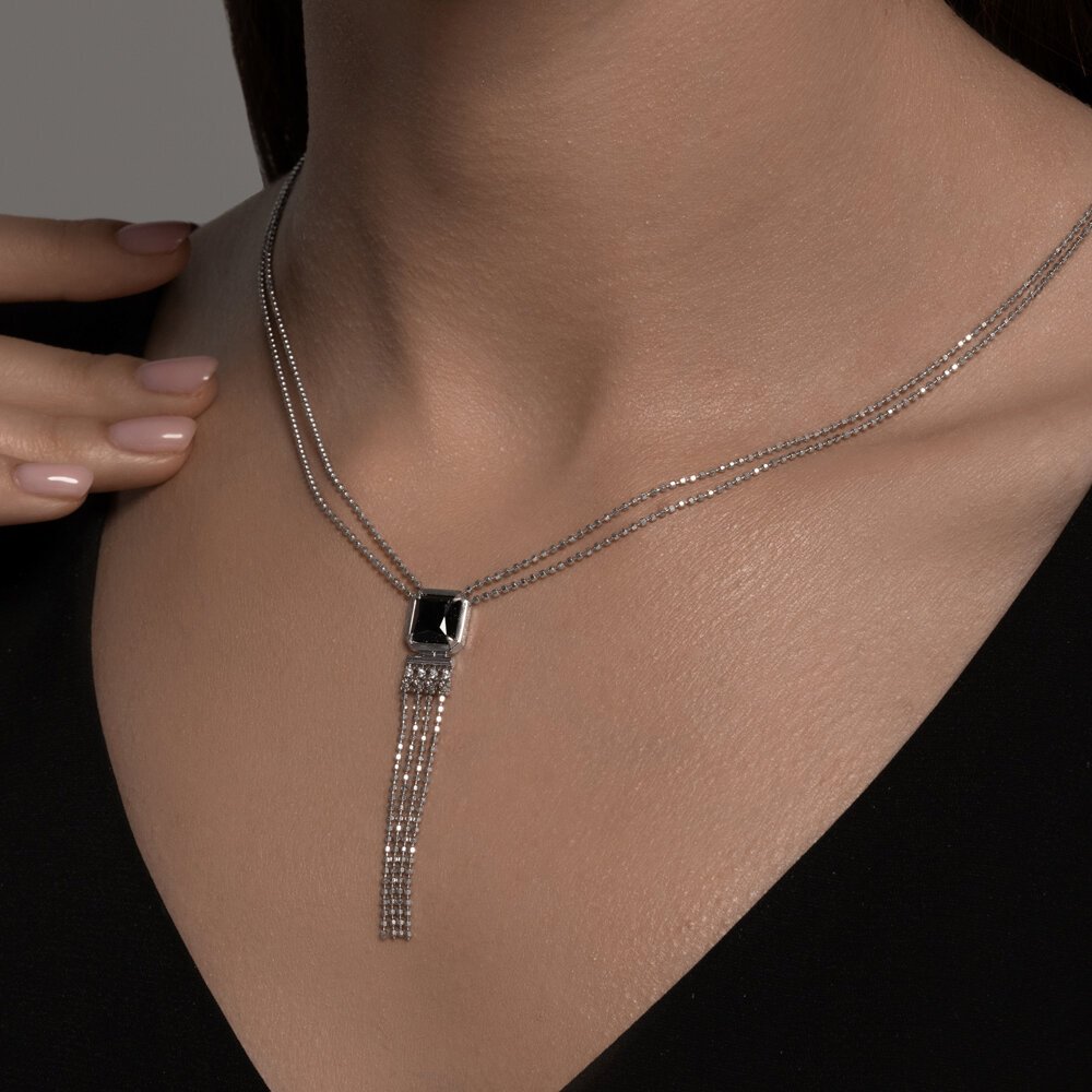 Колье Diamant 94-370-02083-1_40 длина 40 см вес 5.25 г серебро, оникс купить,NaN