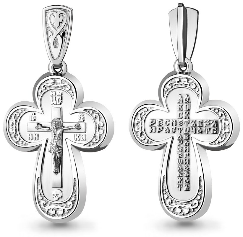 Крестик AQUAMARINE 12833 вес 3 г серебро, без вставок купить,NaN