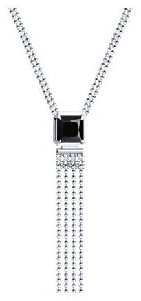Колье Diamant 94-370-02083-1_s длина 50 см вес 5.67 г серебро, фианит, оникс купить,NaN
