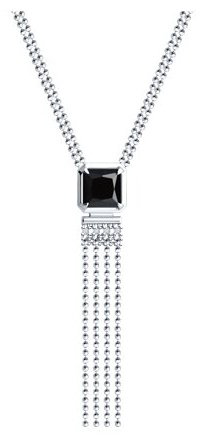 Колье Diamant 94-370-02083-1_s длина 50 см вес 5.67 г серебро, фианит, оникс купить,NaN