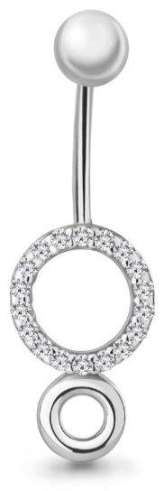 Банан AQUAMARINE для пупка вес 1.5 г серебро, фианит купить,NaN