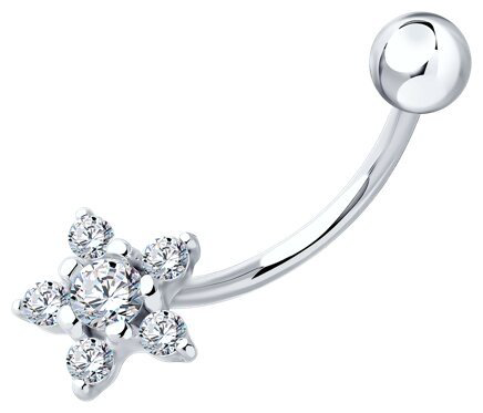 Банан Diamant для пупка вес 0.83 г серебро, фианит купить,NaN