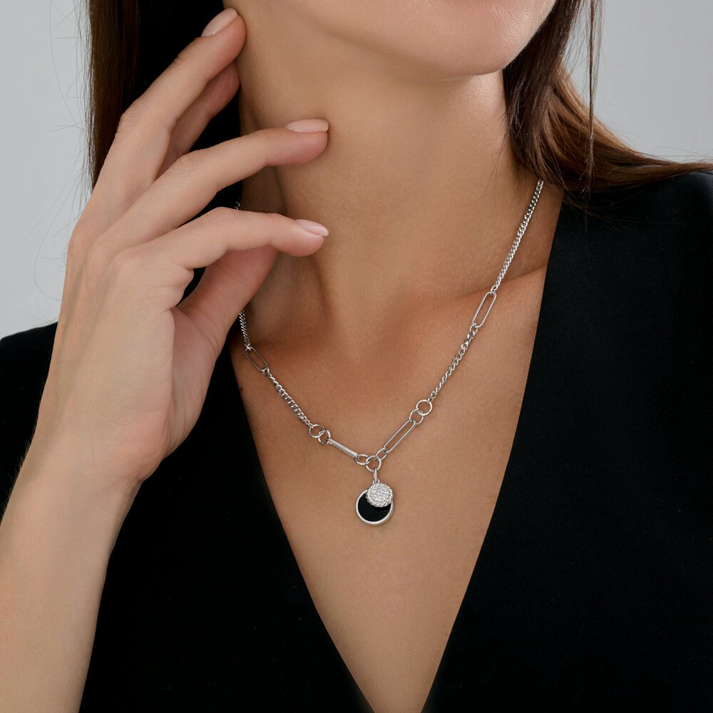 Колье Diamant 94-370-02279-1_45 длина 45 см вес 12.56 г серебро, агат купить,NaN