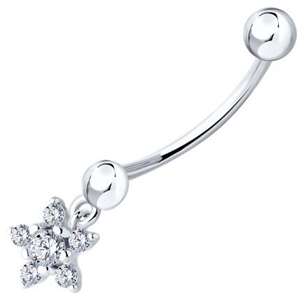 Банан Diamant для пупка вес 1 г серебро, фианит купить,NaN