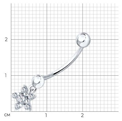 Банан Diamant для пупка вес 1 г серебро, фианит купить,NaN