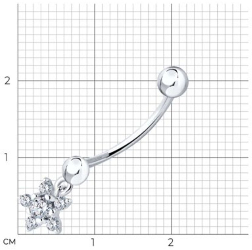 Банан Diamant для пупка вес 1.02 г серебро, фианит купить,NaN