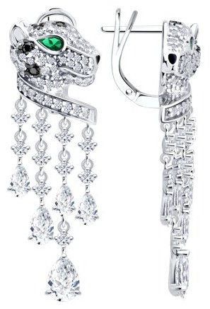 Серьги SOKOLOV 94027316 вес 9.7 г серебро, фианит, эмаль купить,NaN