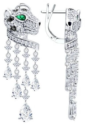 Серьги SOKOLOV 94027316 вес 9.7 г серебро, фианит, эмаль купить,NaN