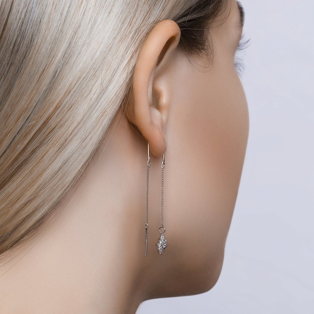 Серьги-цепочки SOKOLOV 94020562 вес 1.61 г серебро, фианит купить,NaN