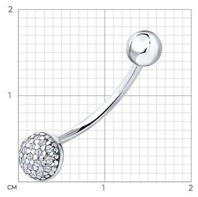 Банан Diamant для пупка вес 0.81 г серебро, фианит купить,NaN