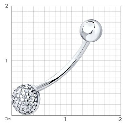 Банан Diamant для пупка вес 0.81 г серебро, фианит купить,NaN