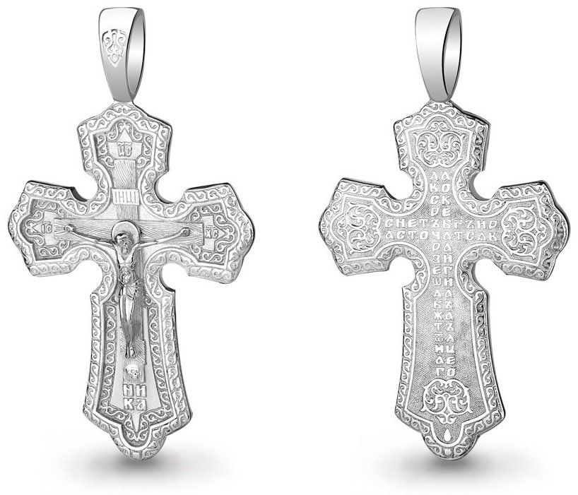 Крестик AQUAMARINE 14567 вес 25.96 г серебро, без вставок купить,NaN