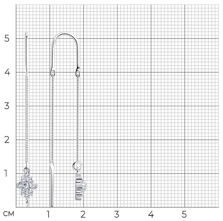 Серьги-цепочки SOKOLOV 94020562 вес 1.62 г серебро, фианит купить,NaN