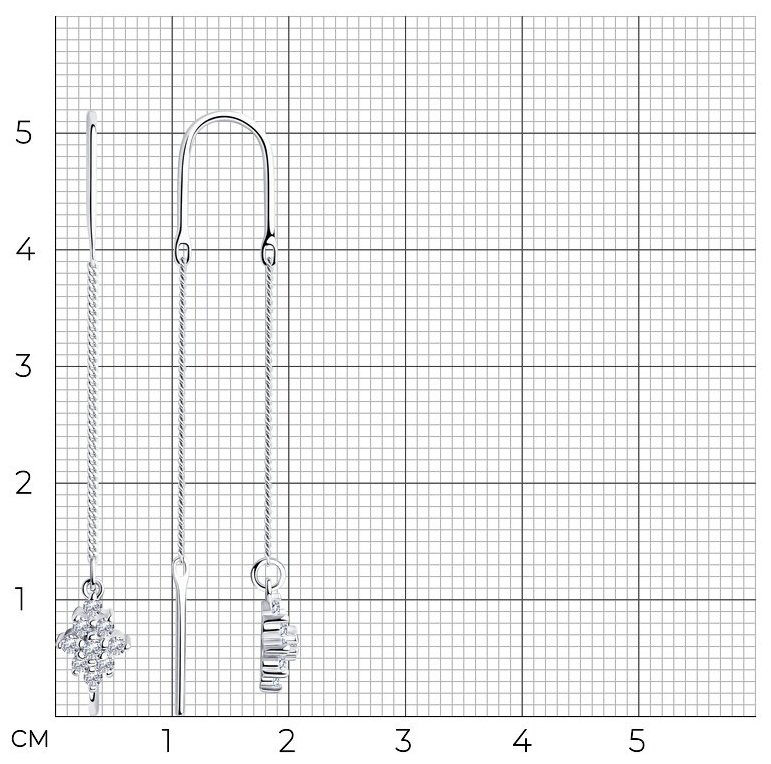Серьги-цепочки SOKOLOV 94020562 вес 1.62 г серебро, фианит купить,NaN