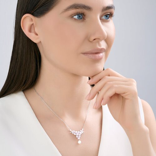 Колье SOKOLOV 94071320_40\45 длина 40 см вес 4.9 г серебро, имитация жемчуга, эмаль купить,NaN