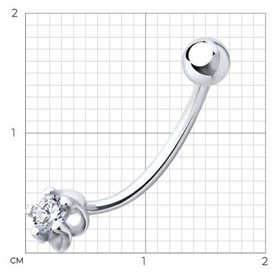 Банан Diamant для пупка вес 0.74 г серебро, фианит купить,NaN