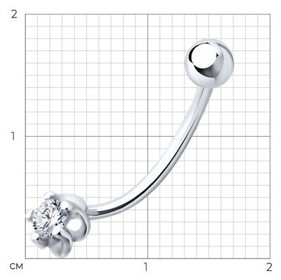 Банан Diamant для пупка вес 0.76 г серебро, фианит купить,NaN