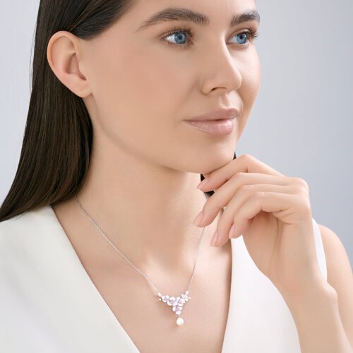 Колье SOKOLOV 94071320_45\50 длина 45 см вес 4.9 г серебро, имитация жемчуга, эмаль купить,NaN