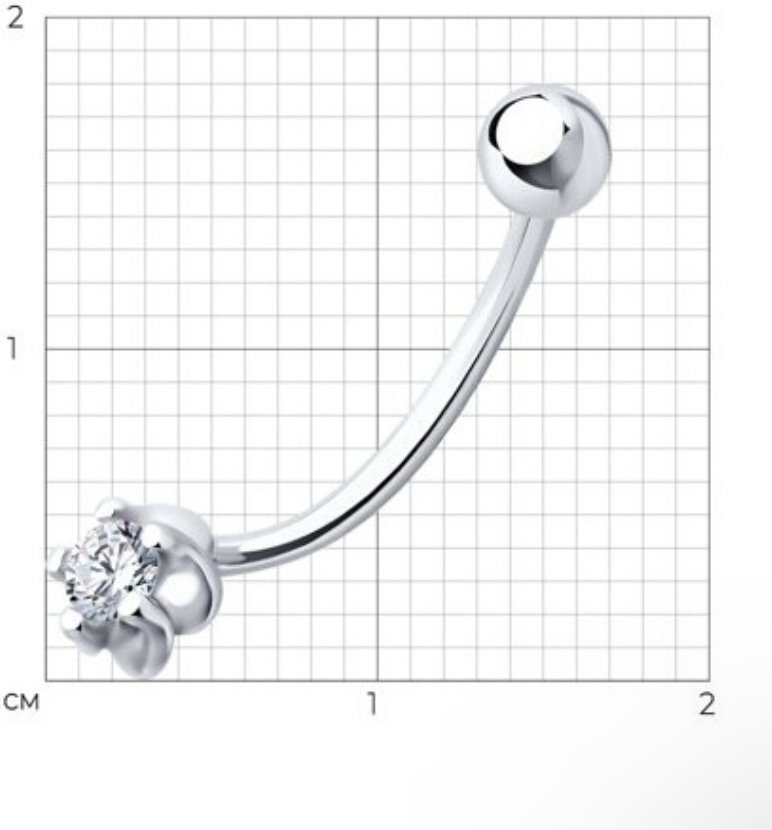 Банан Diamant для пупка вес 0.79 г серебро, фианит купить,NaN