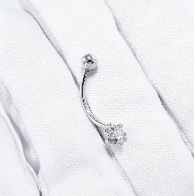 Банан Diamant для пупка вес 0.79 г серебро, фианит купить,NaN
