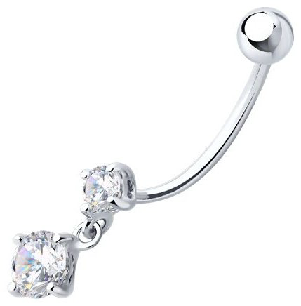 Банан Diamant для пупка вес 0.95 г серебро, фианит купить,NaN