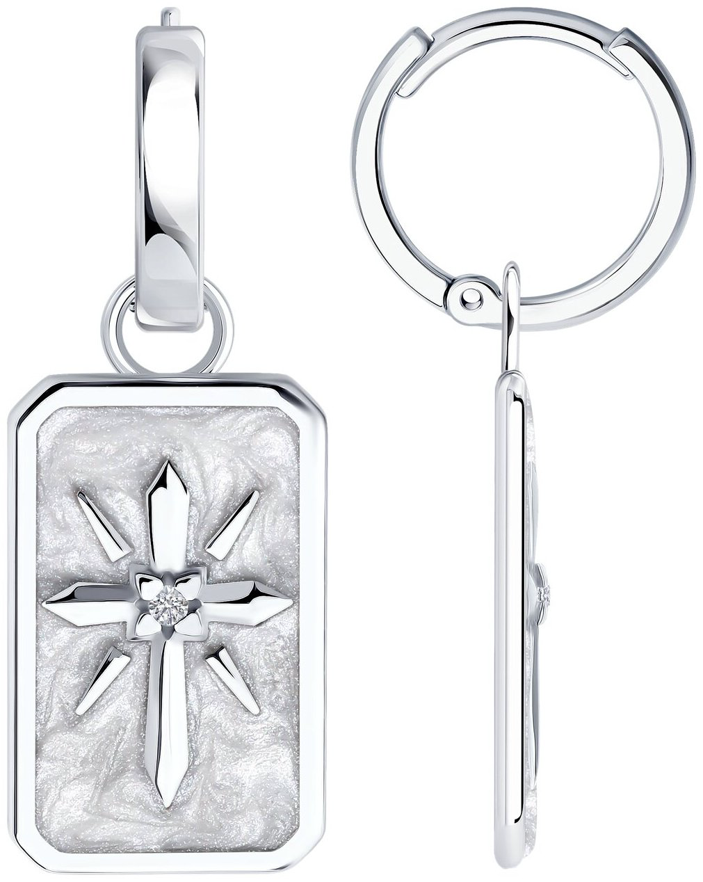 Серьги SOKOLOV 94026875 вес 6.75 г серебро, фианит, эмаль купить,NaN